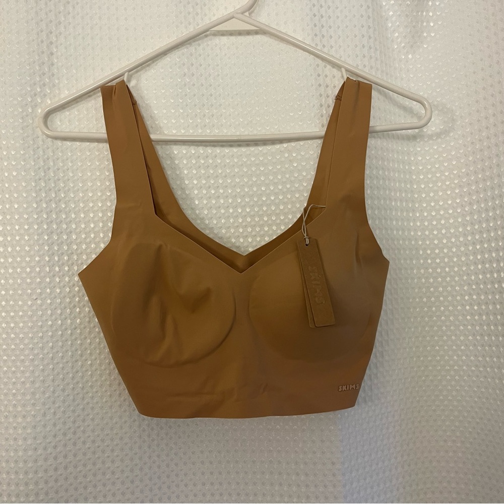 New Skims Plunge Tank Bra, no underwire, in Ochre